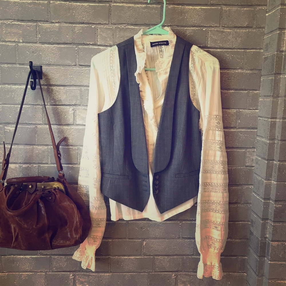 Banana Republic heather gray pinstriped vest
